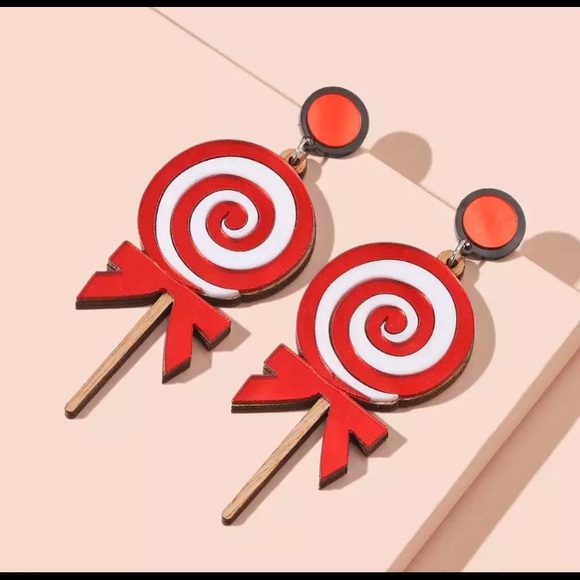 Striped Lollipop Earrings NWT - Picture 2 of 2